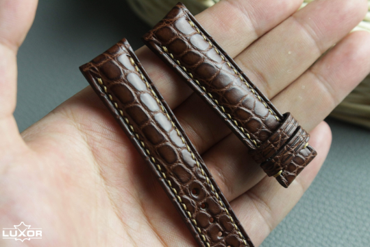  Dark Brown Epsom leather watch band, Handmade Calf